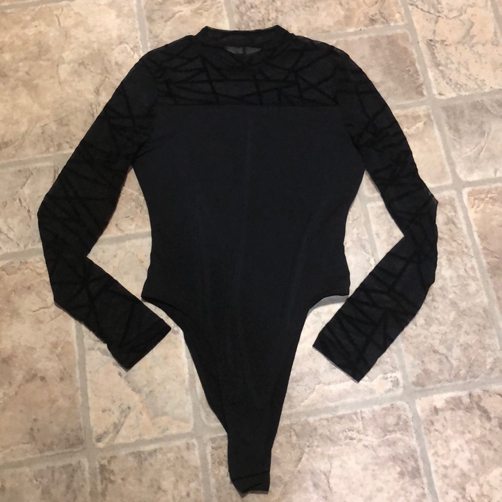 Black semi sheer bodysuit